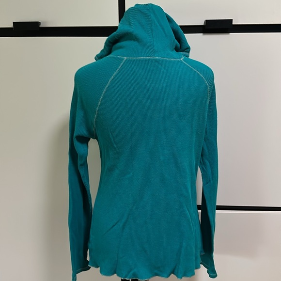Old Navy Teal henley waffle style Hoodie - Picture 6 of 11